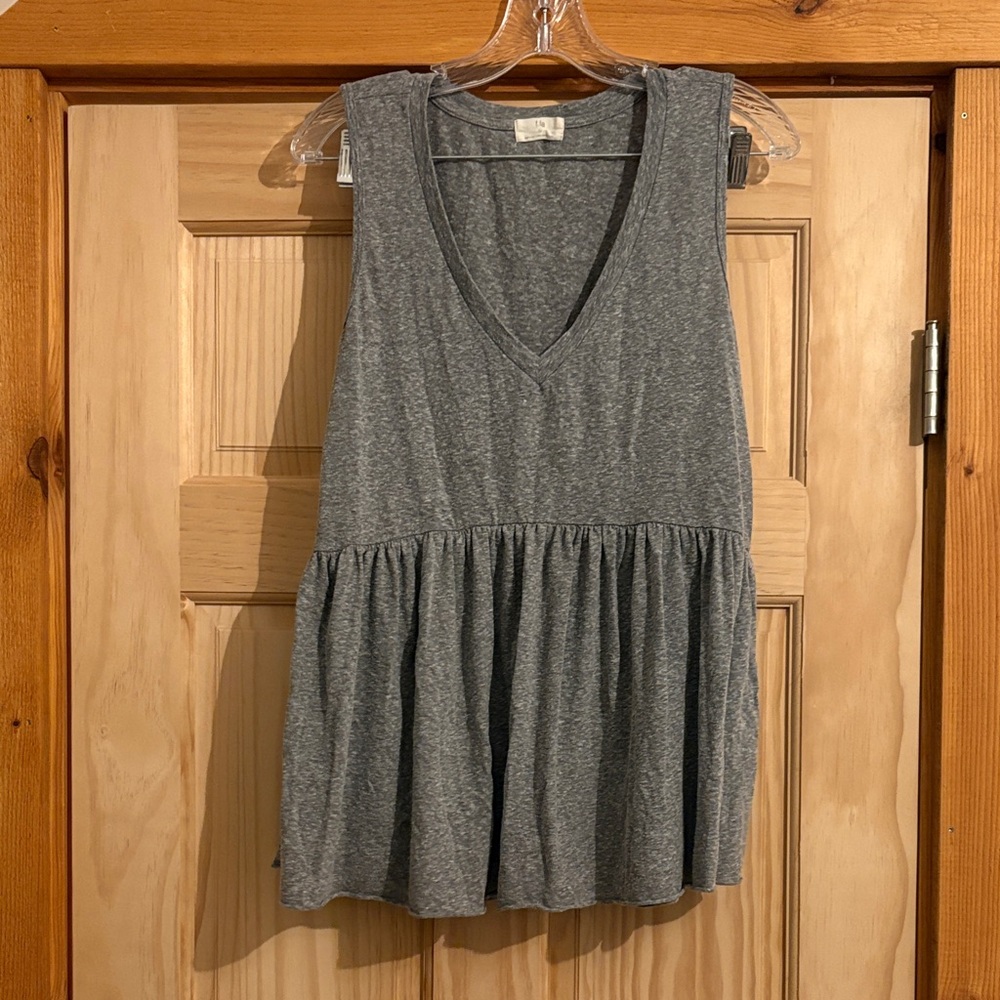 T.La Charcoal Gray Peplum Tank Top